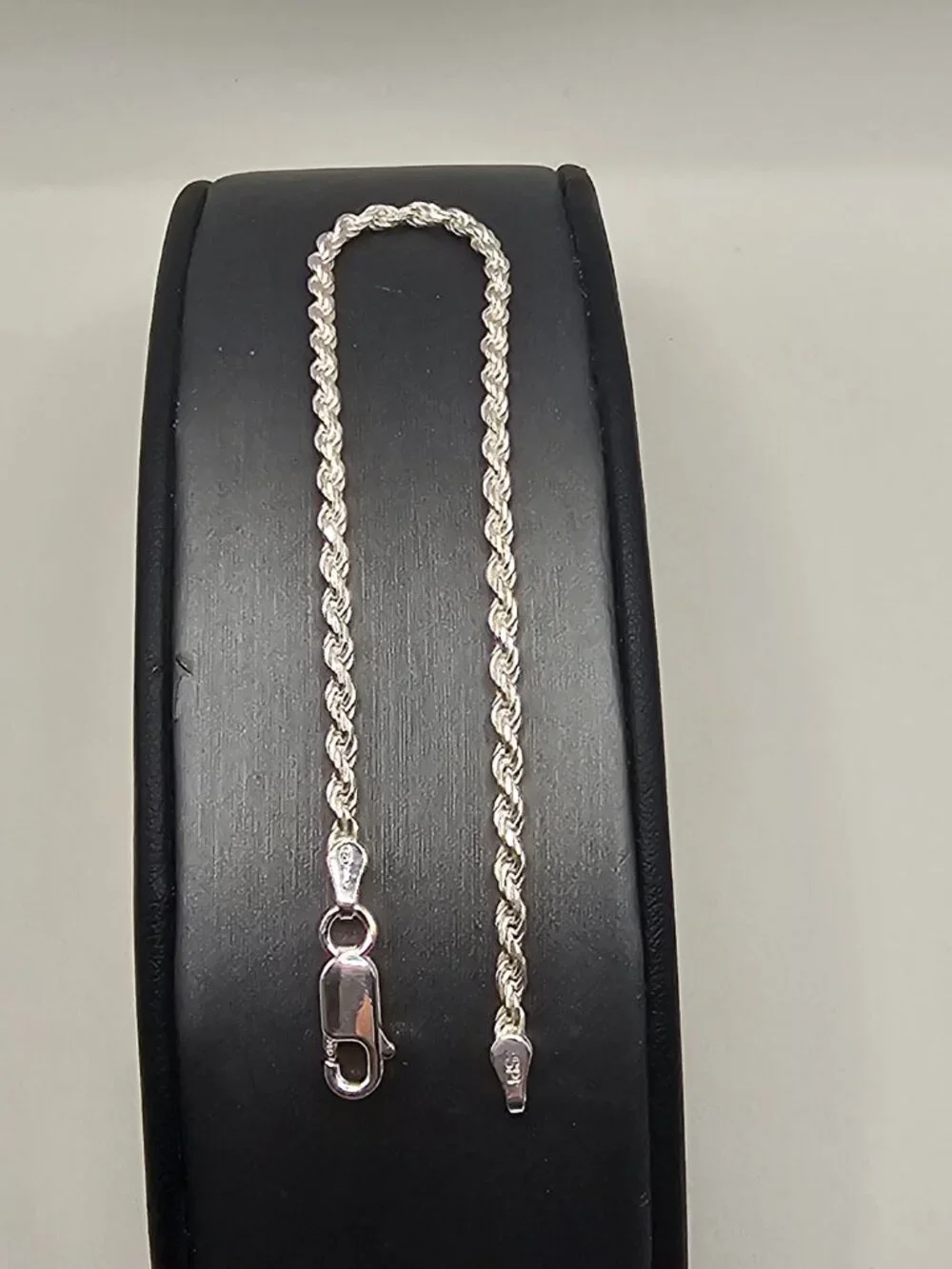 Sterling Silver 925 High Polished Diamond Cut Rope Bracelet 2.5mm 8 inches